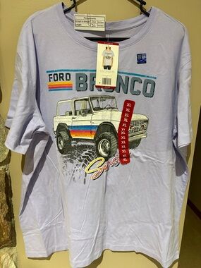 Ford Bronco Sunset Men's XL Lavender Graphic Cotton Jersey Short Sleeve T-Shirt